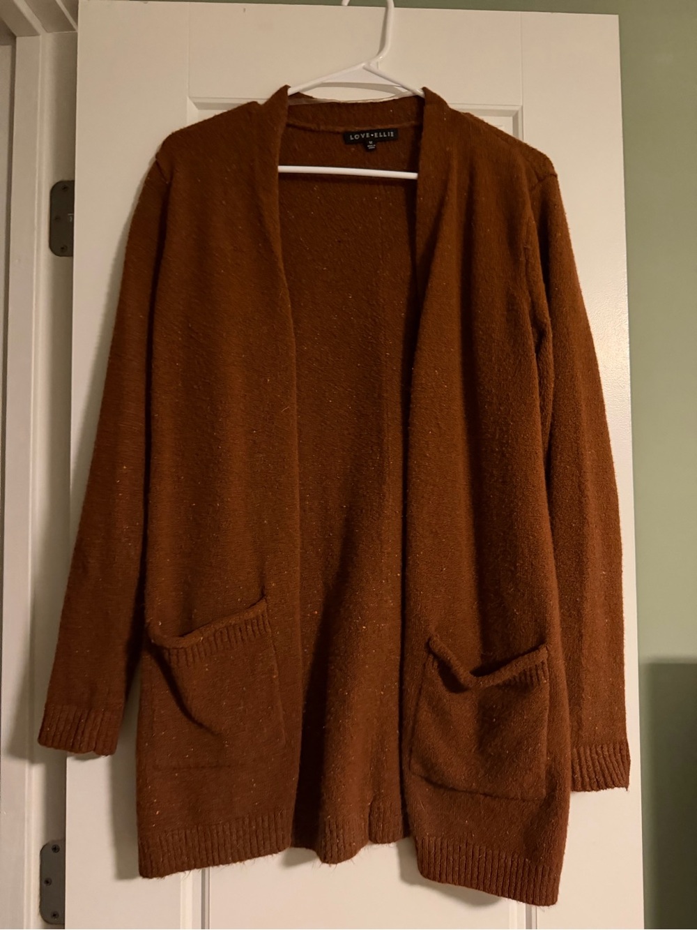Love Ellie Long Open Front Cardigan Brown Medium